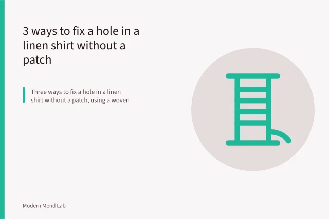 Hand sewing a woven darn on a linen shirt with fine thread. 3 ways to fix a hole in a linen shirt without a patch