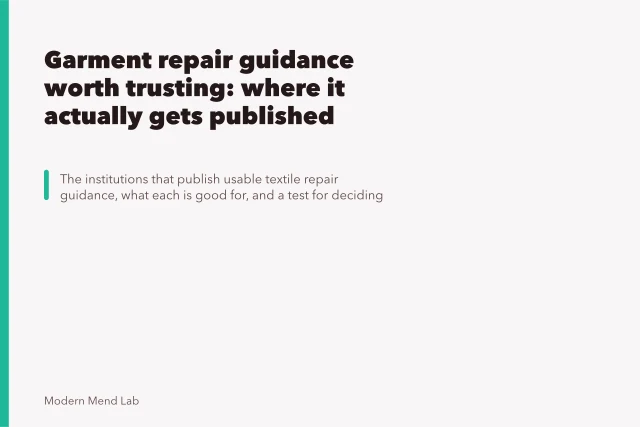 Garment repair guidance worth trusting: where it actually gets published. Garment repair guidance worth trusting: where it actually gets published
