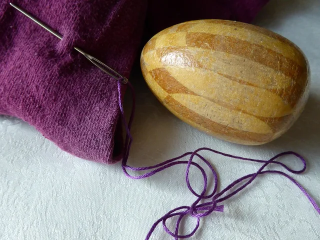 darning egg, handwork, stuff, repair, needle, thread, stockings, pantyhose, hole, mend, egg, darning yarn, wood, wooden egg, sew. Photographing a visible mend: light placement, white balance and three frames
